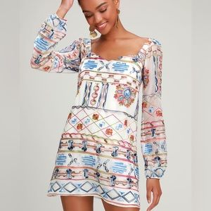 Ali + Jay Olvera Street mini embroidered square neck dress